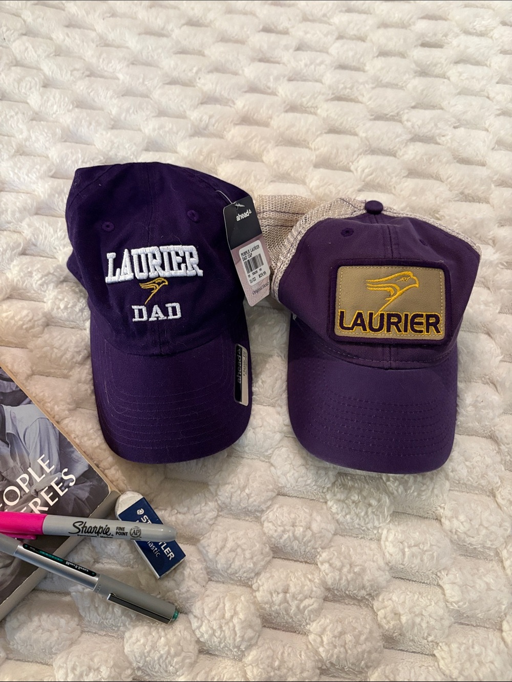 Wilfred Laurier University Branded Baseball Caps - Set of 2